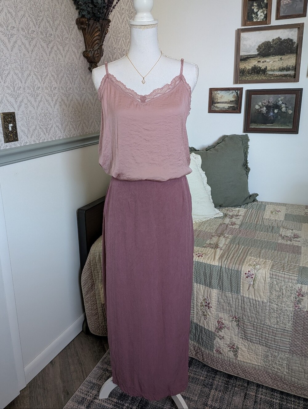 Tommy Bahama 100% Silk Mauve Wrap Maxi Skirt Size 8